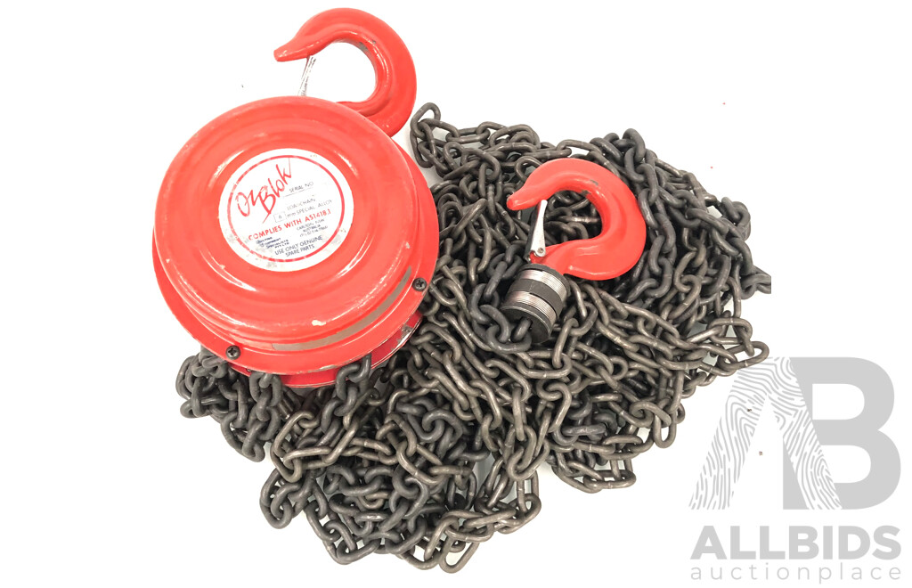 Oz Blok One Tonne Chain Lift Block and Tackle