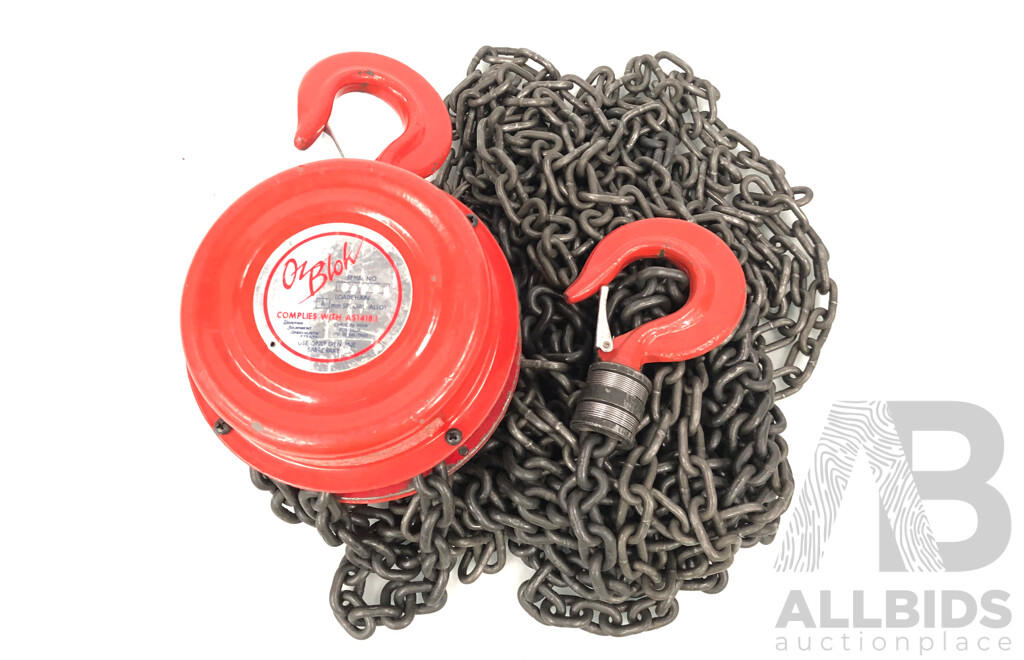 Oz Blok One Tonne Chain Lift Block and Tackle