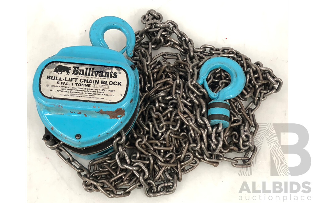 Bullivants One Tonne Chain Lift Block and Tackle