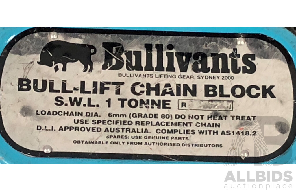 Bullivants One Tonne Chain Lift Block and Tackle