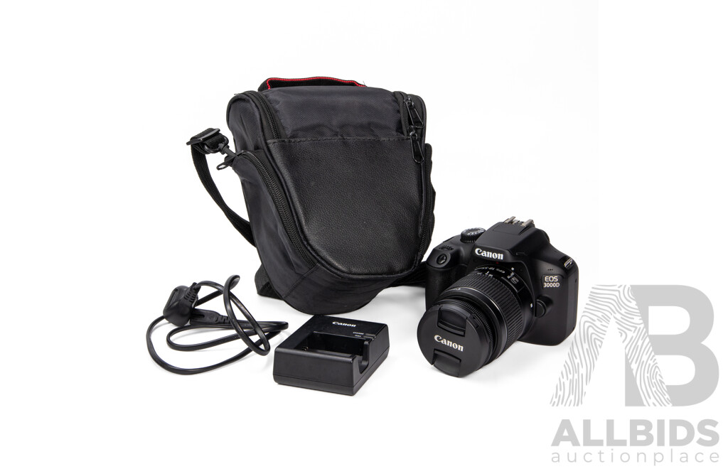 Cannon EOS 3000D Digital Camera with EFS 18-55mm Lens, Battery Charger and Protective Pouch