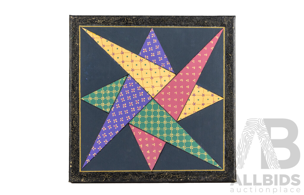Jill O'Brien (20th Century, Australian), Morning Star, Symmetry in Purple, Nice Trio of Original Quilt Design Inspired Oil on Canvases, 45 X 45 Cm (largest) (3)