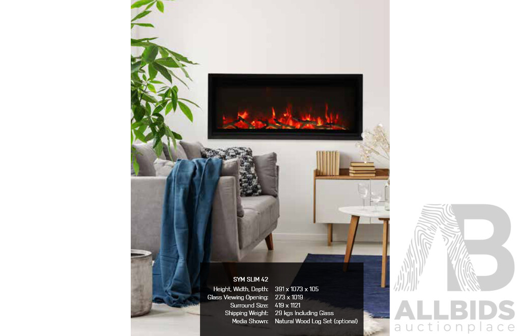 Amantii (SYM-SLIM-42) Symmetry Xtra Slim 42-Inch Smart Electric Fireplace *Brand New
