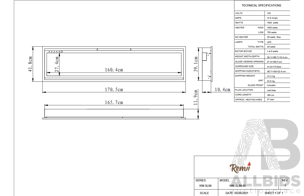 Remii WM-SLIM Smart Electric Fireplace (WM-SLIM-65)
