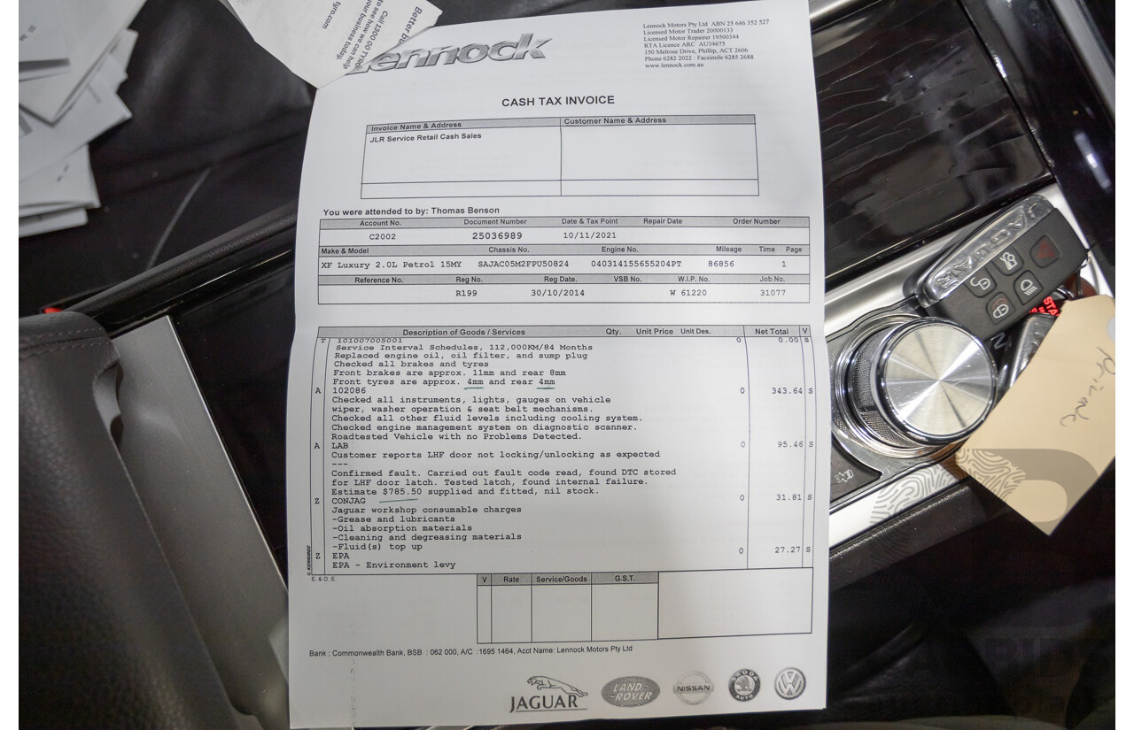 10/2014 Jaguar XF Premium Luxury MY14 4d Sedan Polaris White Turbo 2.0L