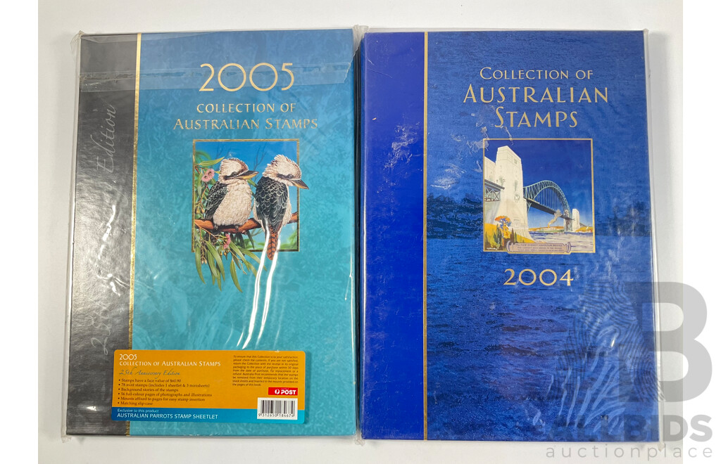 Two Australian Annual Stamp Albums, 2004 and 2005 Twenty Fifth Anniversary Addition - Face Value $117