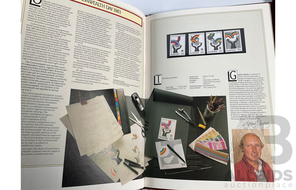 Five Australian Annual Stamp Albums Including 1981, 1982, 1983, 1984, 1985 - Face Value $100