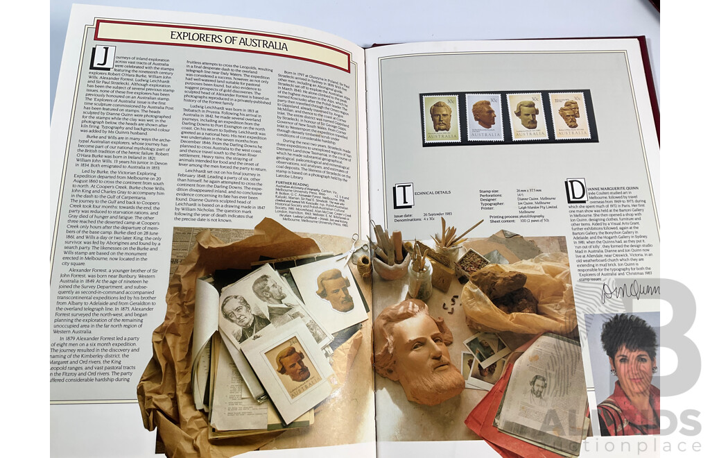 Five Australian Annual Stamp Albums Including 1981, 1982, 1983, 1984, 1985 - Face Value $100