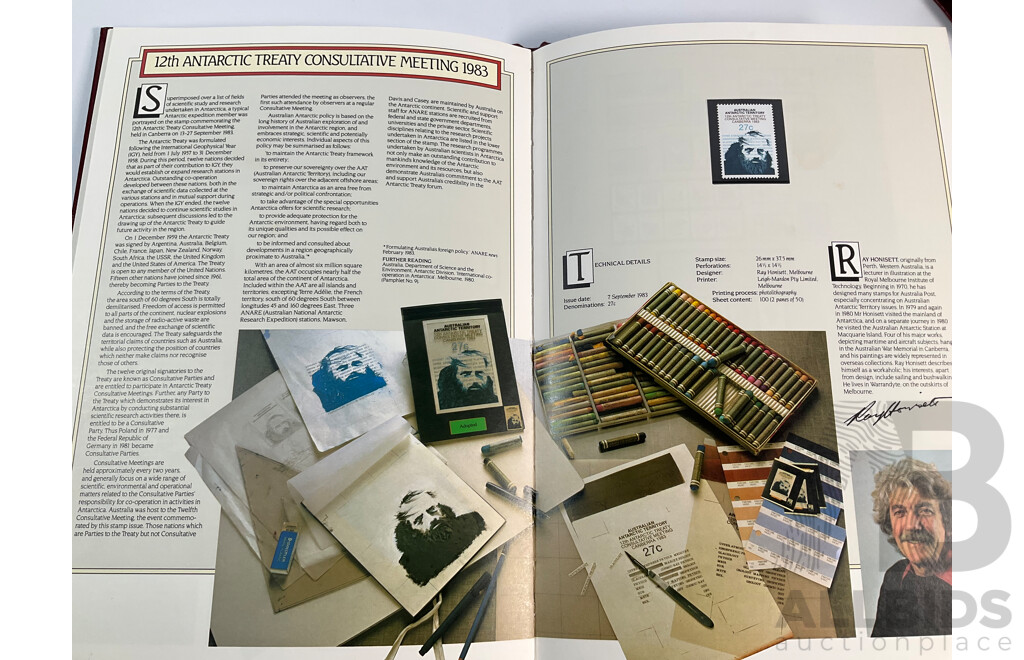 Five Australian Annual Stamp Albums Including 1981, 1982, 1983, 1984, 1985 - Face Value $100