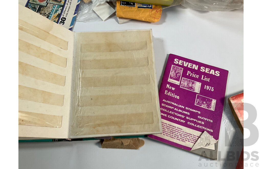 Collection of Cancelled Stamps and Albums Including Australian Predecimal, Ace Crusader Album, International Stamp Album