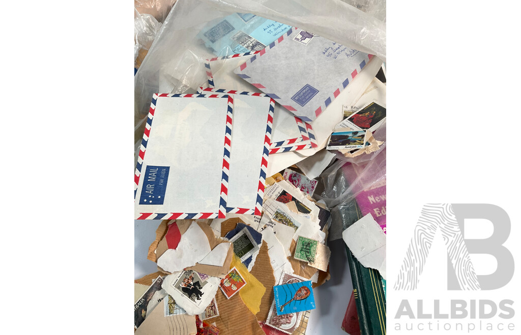 Collection of Cancelled Stamps and Albums Including Australian Predecimal, Ace Crusader Album, International Stamp Album