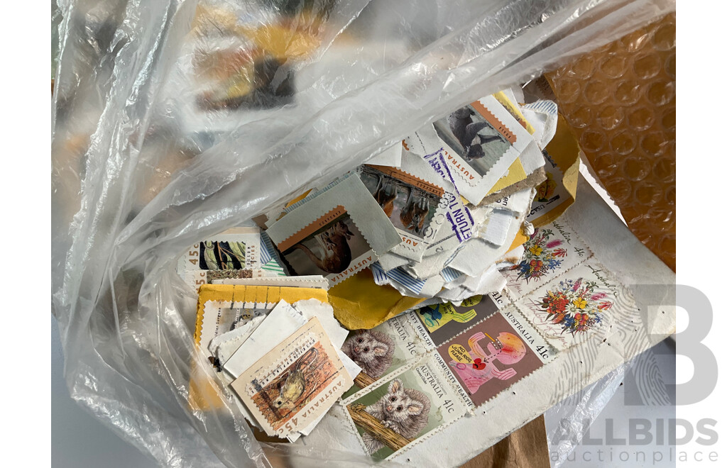 Collection of Cancelled Stamps and Albums Including Australian Predecimal, Ace Crusader Album, International Stamp Album