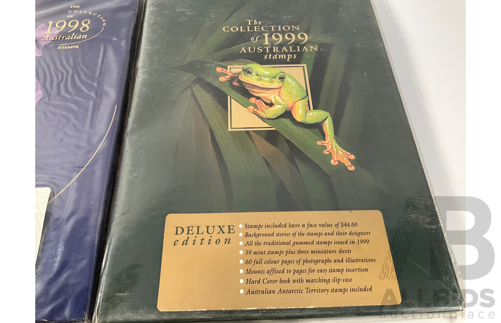 Three Australian Annual Stamp Albums, Deluxe Editions Including 1995, 1996, 1997 - Face Value $166