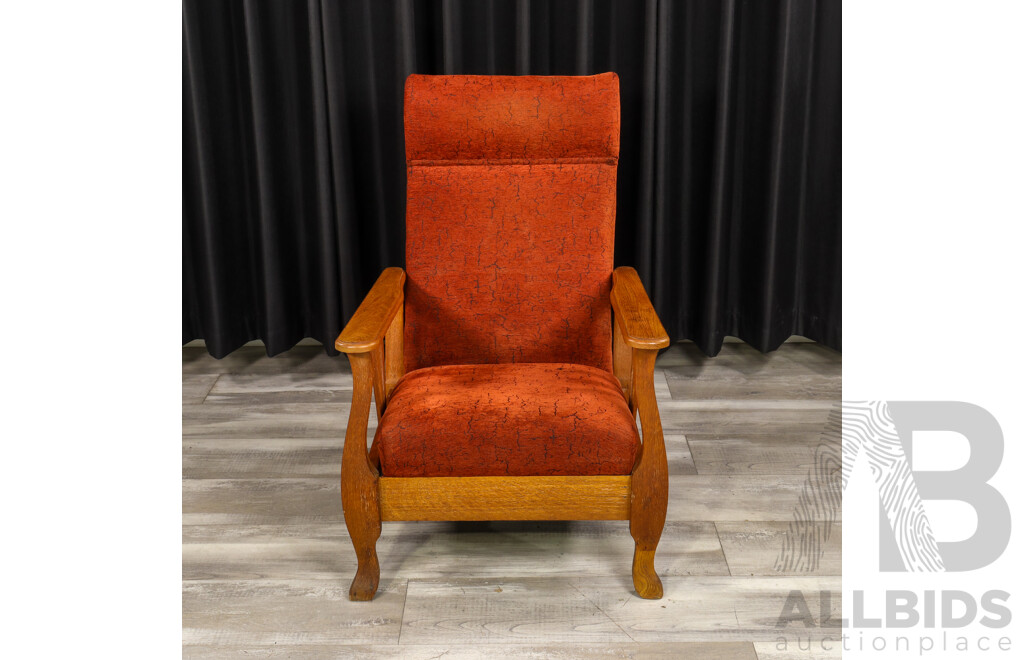 Vintage Oak Framed Morris Upholstered Arm Chair C1905