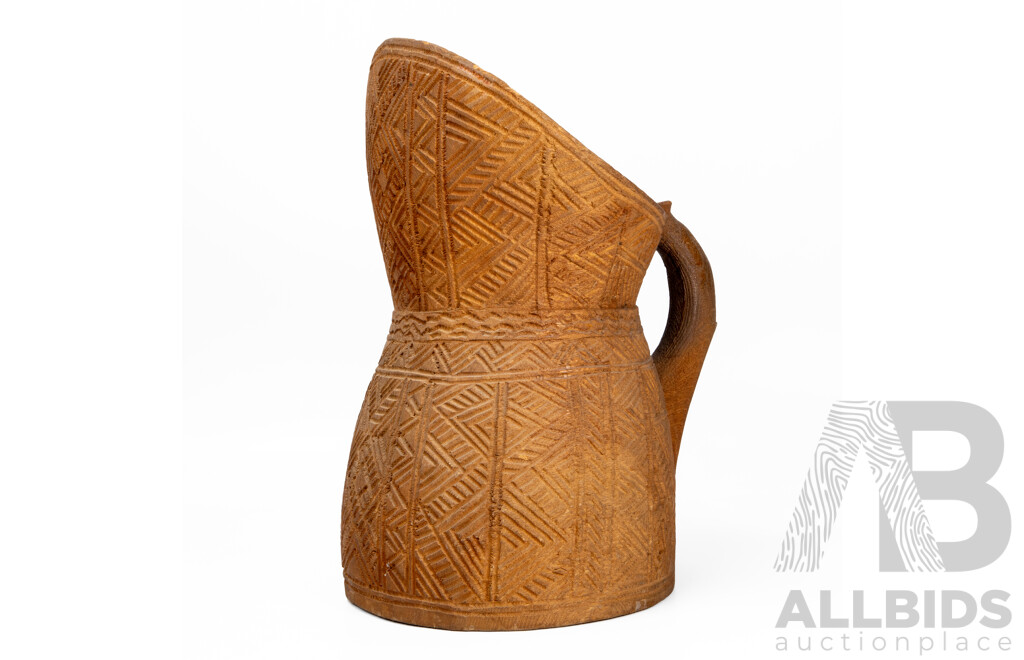 Hand Caved Wooden Pitcher