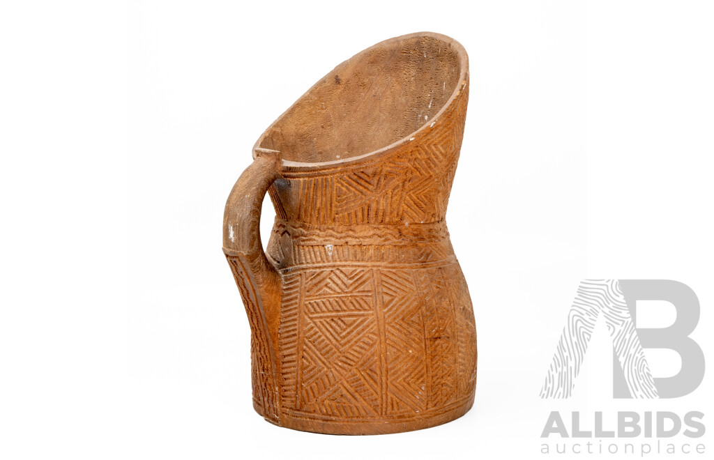 Hand Caved Wooden Pitcher