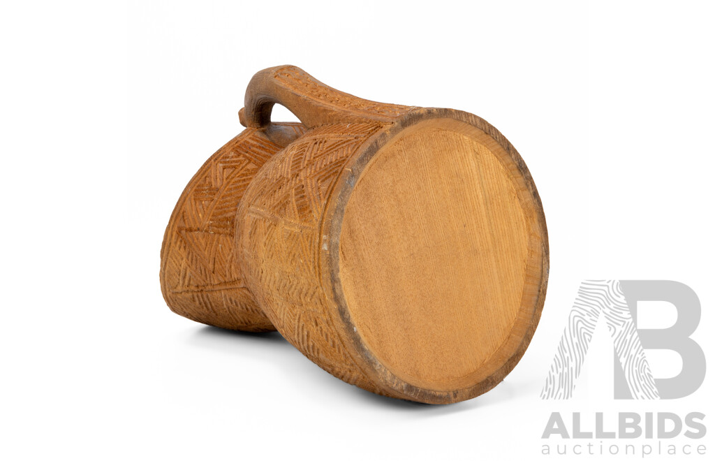 Hand Caved Wooden Pitcher