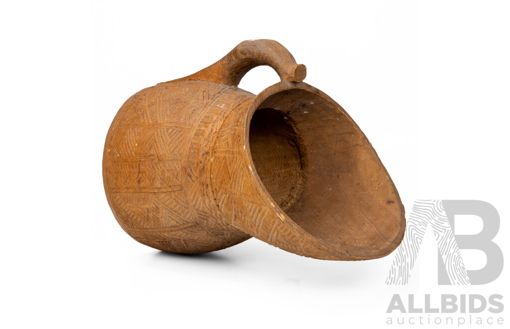 Hand Caved Wooden Pitcher
