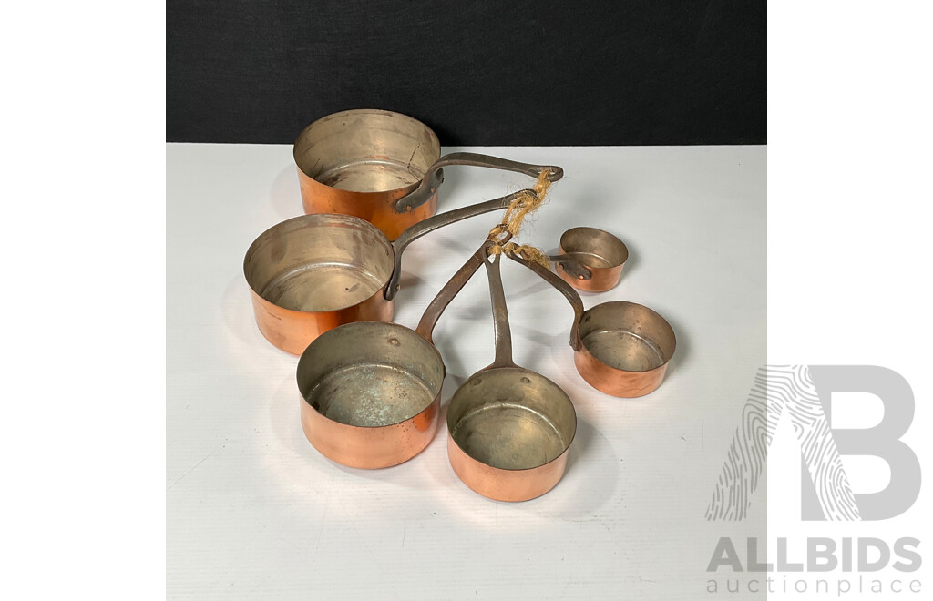 Set of Six Copper Saucepan