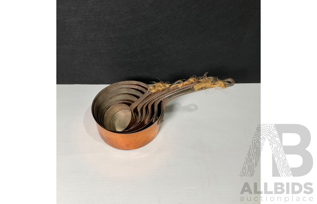 Set of Six Copper Saucepan