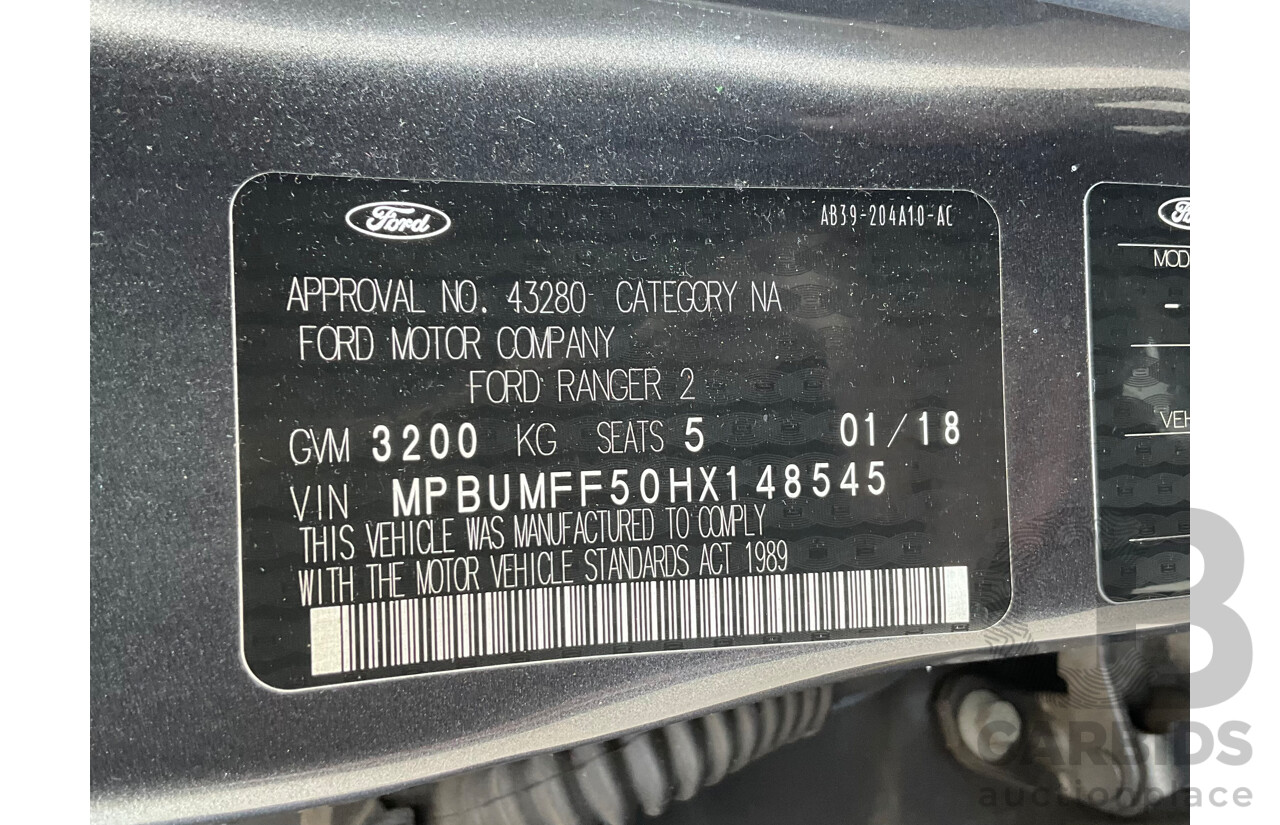 01/2018 Ford Ranger XLS 3.2 (4x4) 4x4 PX MKII MY18 Dual Cab Utility Grey 3.2L