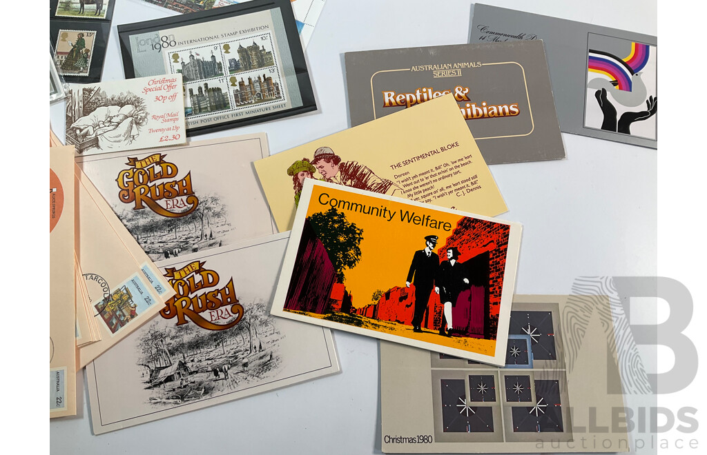Collection of Australian Stamps, Stamp Packs, First Day Covers and Letter Cards Spanning 1960's to 2000's Including Train Themed, 1994 International Year of the Family PNC, Sets and More