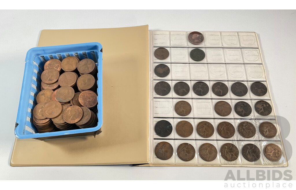 Collection of United Kingdom Pennies, Examples Spanning 1853 to 1967 Including Semi Consecutive Runs - Approximately 2.7 Kilograms