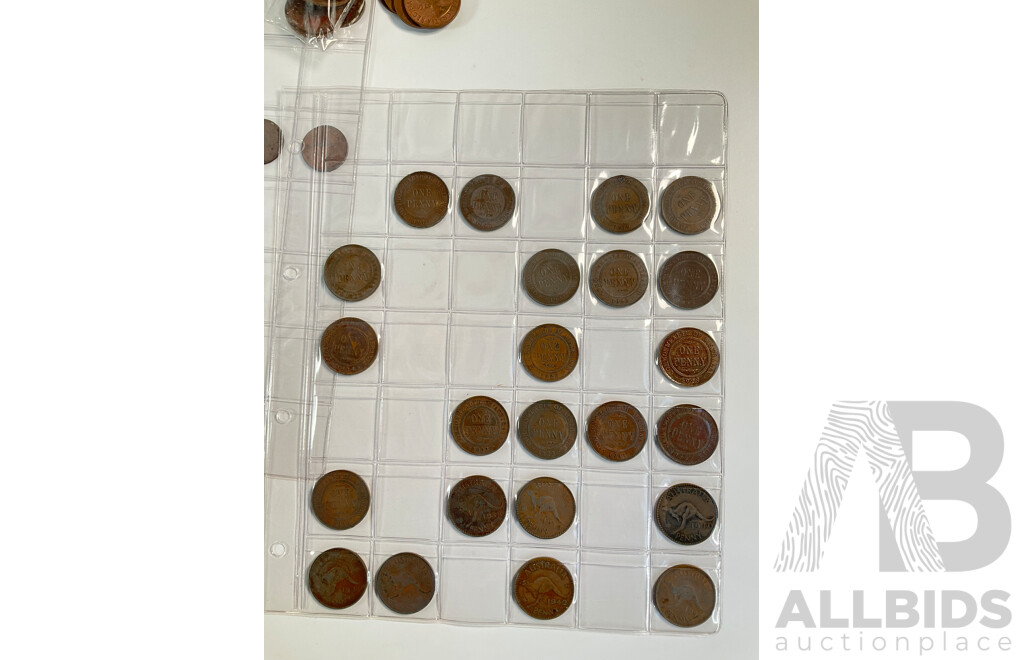 Collection of Australian Pennies and Half Pennies, Examples Spanning 1916 to 1964 - Approximately 2.1 Kilograms