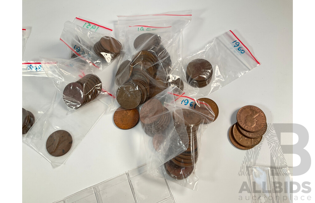 Collection of Australian Pennies and Half Pennies, Examples Spanning 1916 to 1964 - Approximately 2.1 Kilograms