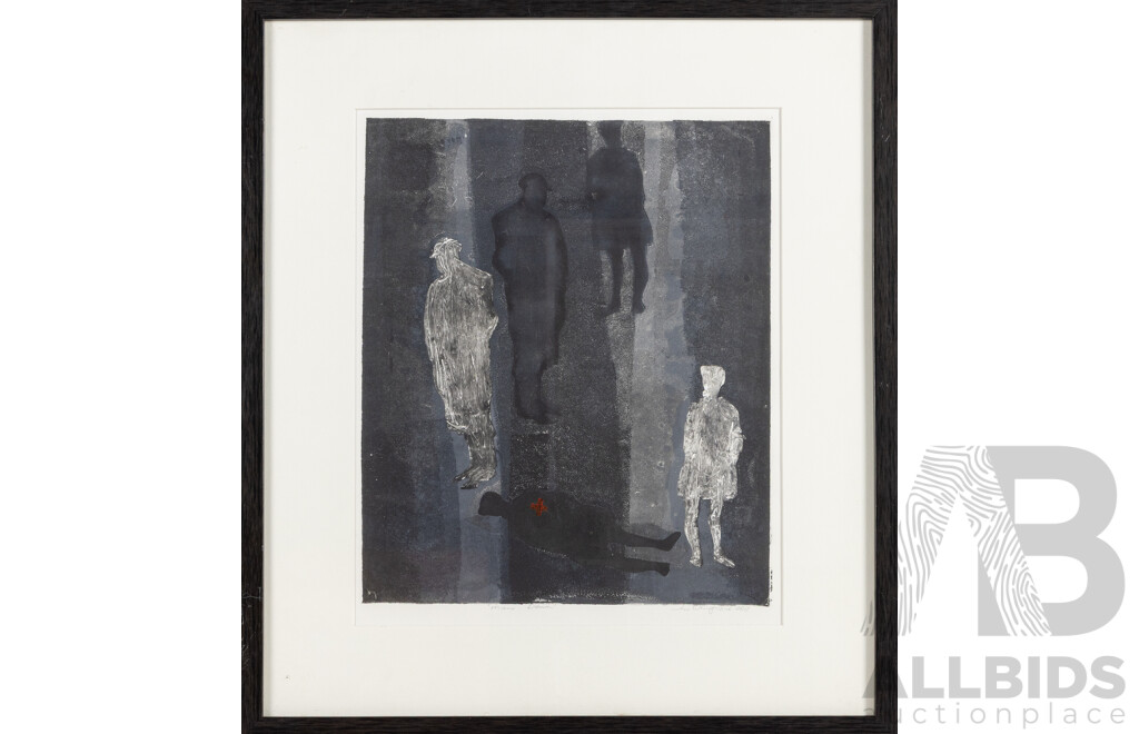 Mary Wingrave, (20th Century, Australian), Man Down, Original Monotype, 54 X 48 Cm (frame)