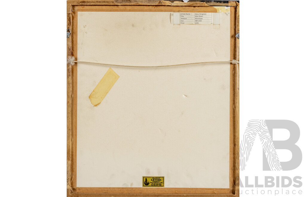 Mary Wingrave, (20th Century, Australian), Man Down, Original Monotype, 54 X 48 Cm (frame)