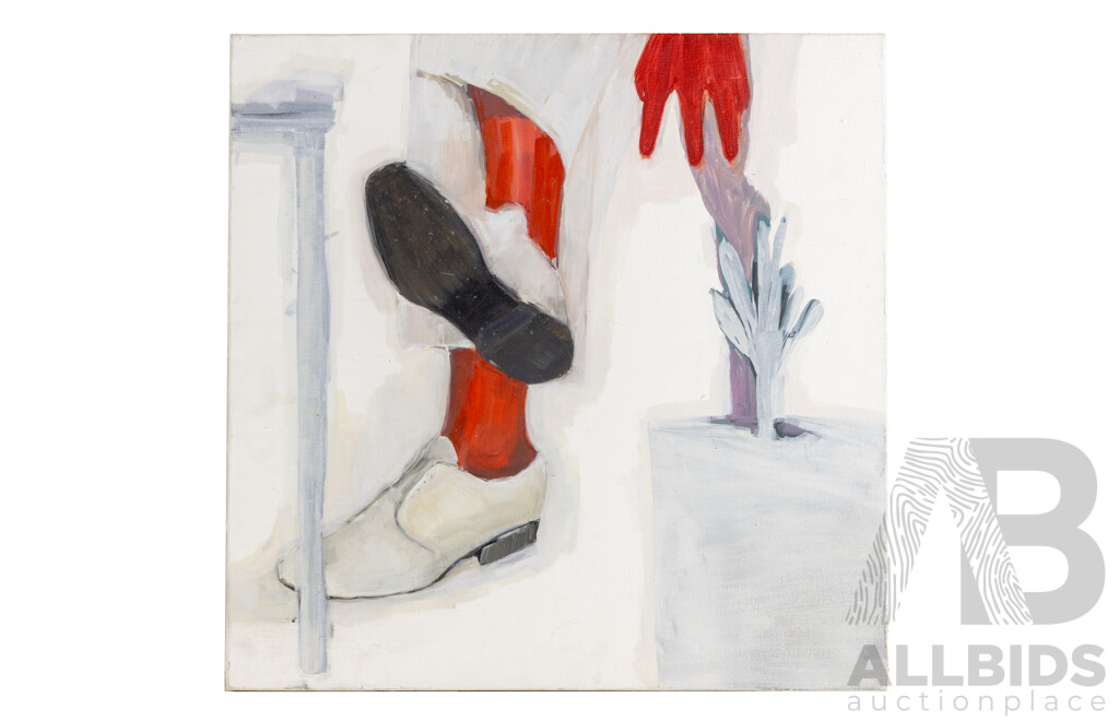 Jelena Telecki, (20th Century, Yugoslavian-Born Australian), Bele Vojne Cipele [White Military Shoes], Original Oil on Canvas, 60 x 60 cm