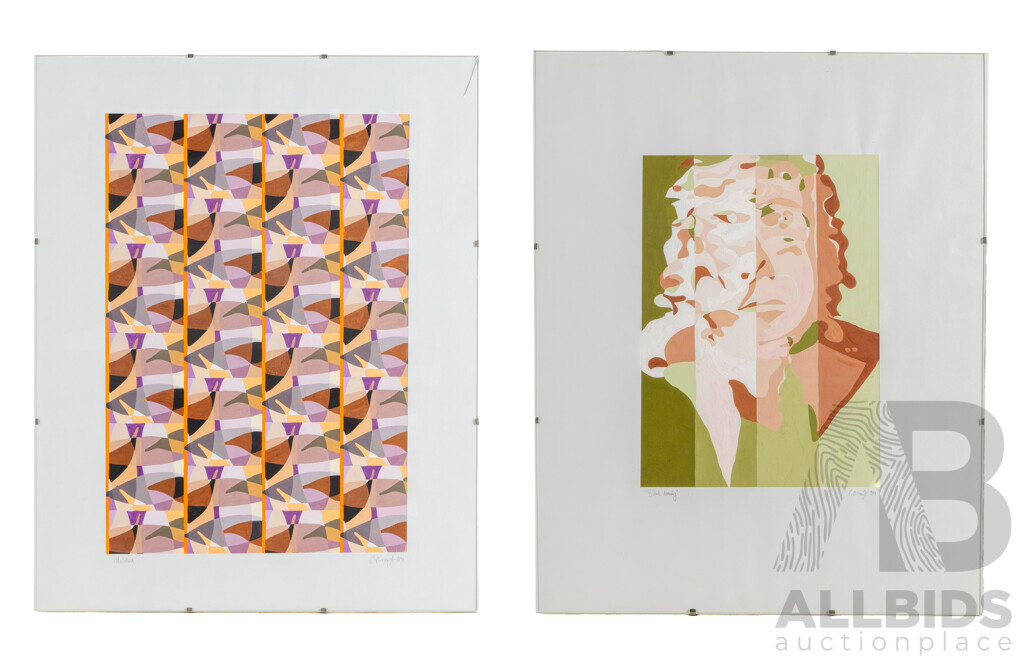 Cuneyt (20th Century), Untitled & Blind Drawing (2004), Pair of Original Oil on Card, 50 x 40 cm (frames) (2)