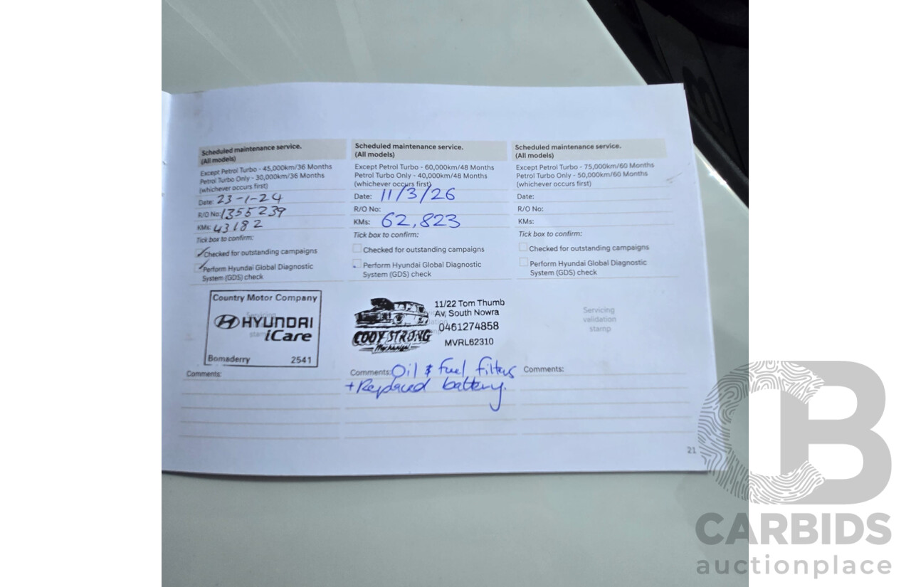 08/2020 Hyundai Kona GO (FWD) FWD OS.3 MY20 4D Wagon White 2.0L