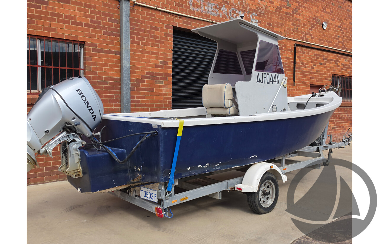 6m Custom Build Centre Console Fibreglass Boat with 60hp Honda Outboard and Trailer