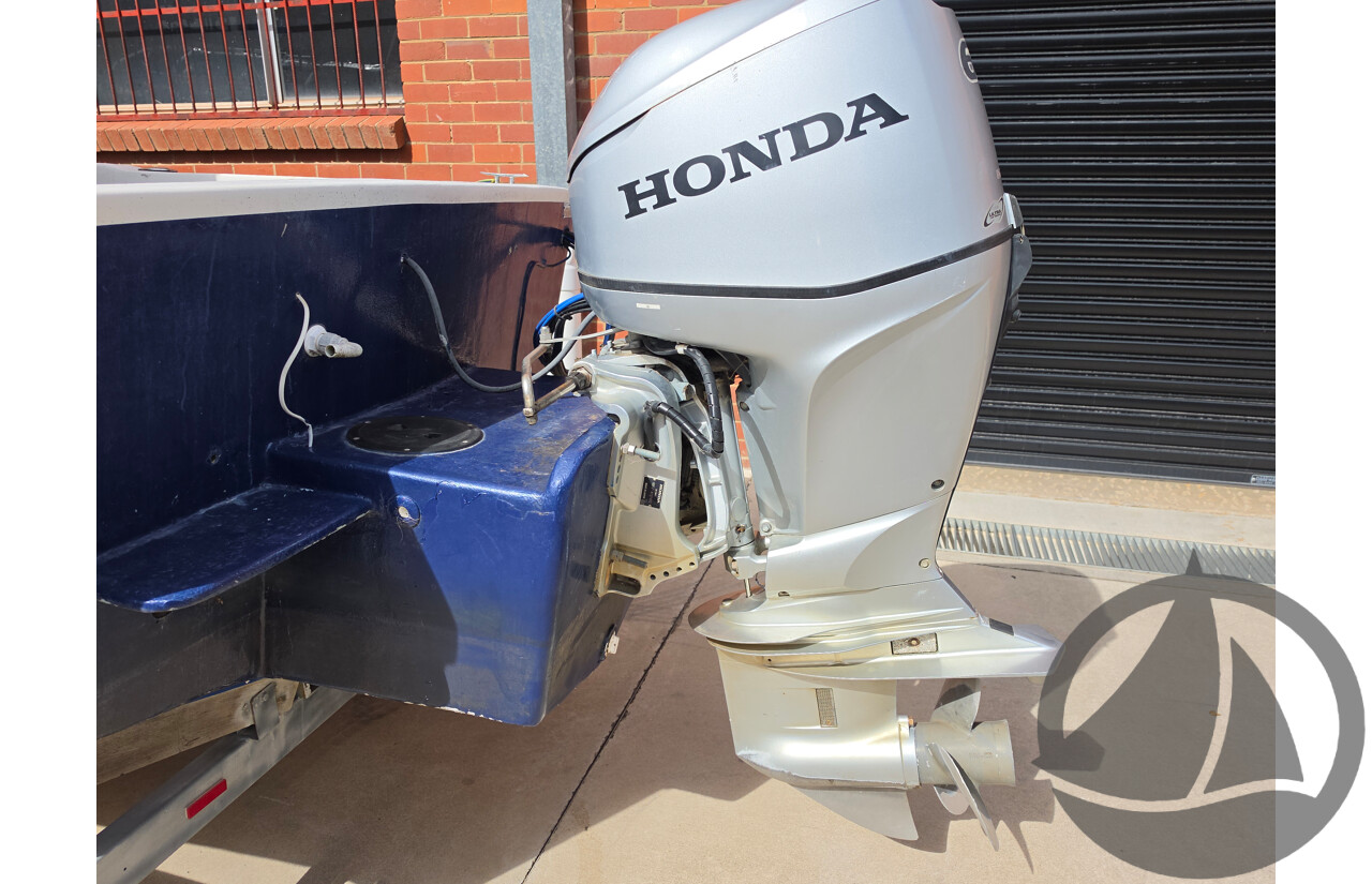 6m Custom Build Centre Console Fibreglass Boat with 60hp Honda Outboard and Trailer