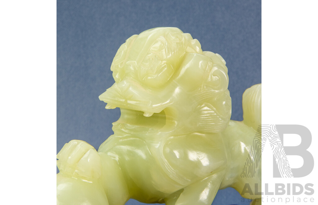 Chinese Jadeite Carved Foo Dog Sculpture