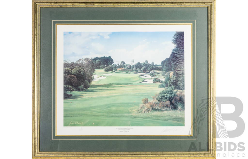 Graeme W. Baxter (20th Century, Scottish, 1958-), The Royal Melbourne Golf Club, 5th Hole West Course (1994), Original Editioned & Signed Colour Giclee After Original Oil, 74H x 85W cm (frame)