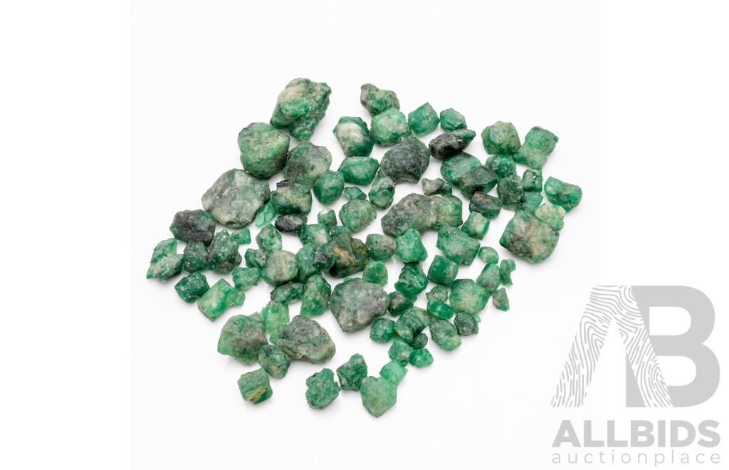 335.30cts of Natural Uncut Emeralds
