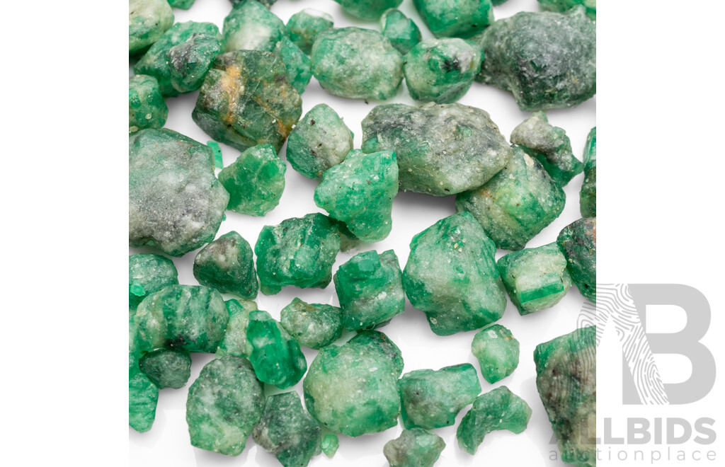 335.30cts of Natural Uncut Emeralds