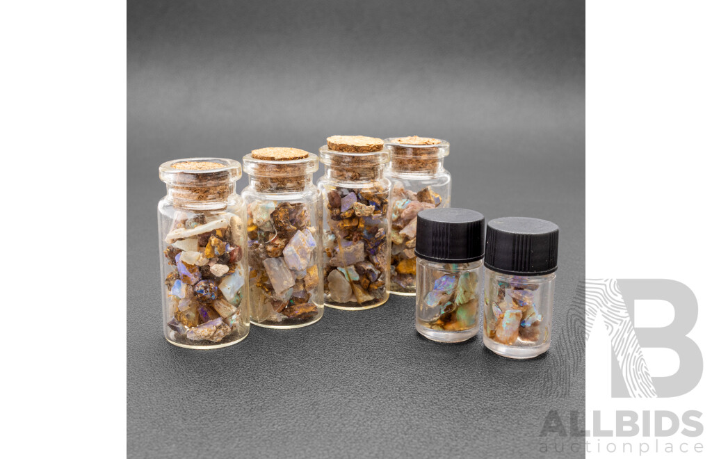 (6) Vials of Uncut Lightning Ridge Opals