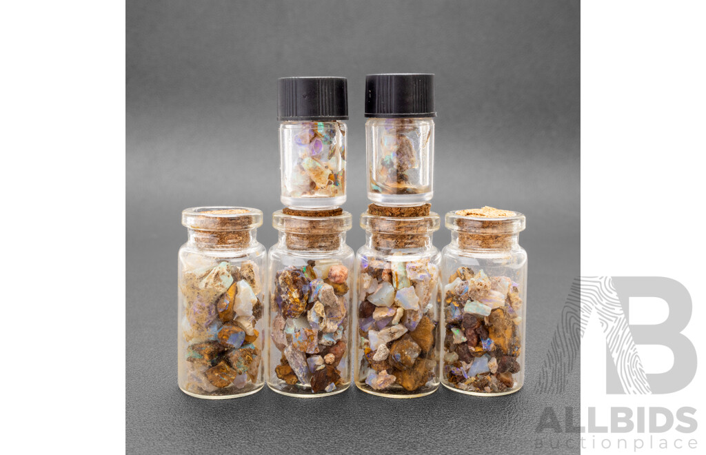 (6) Vials of Uncut Lightning Ridge Opals