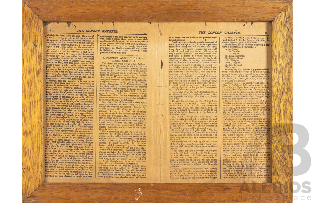 The London Gazette: An Account of the Great London Fire, September 3rd - September 10th 1666