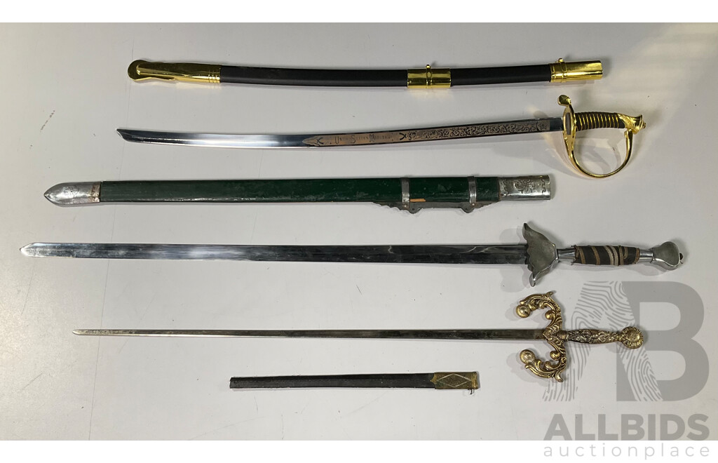 Three Ceremonial Display Swords with Scabbards