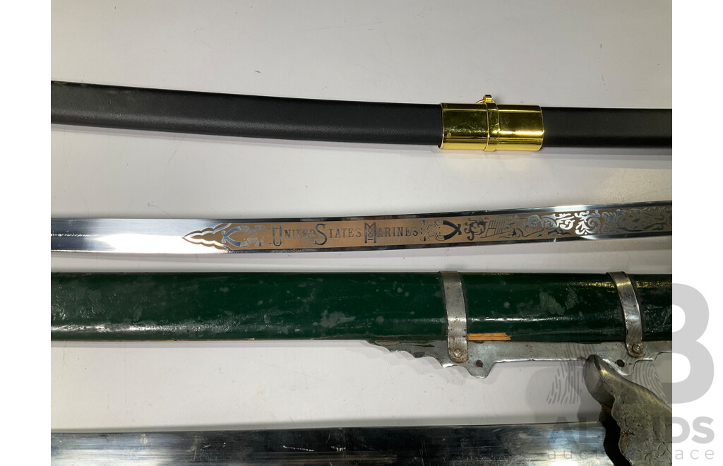 Three Ceremonial Display Swords with Scabbards