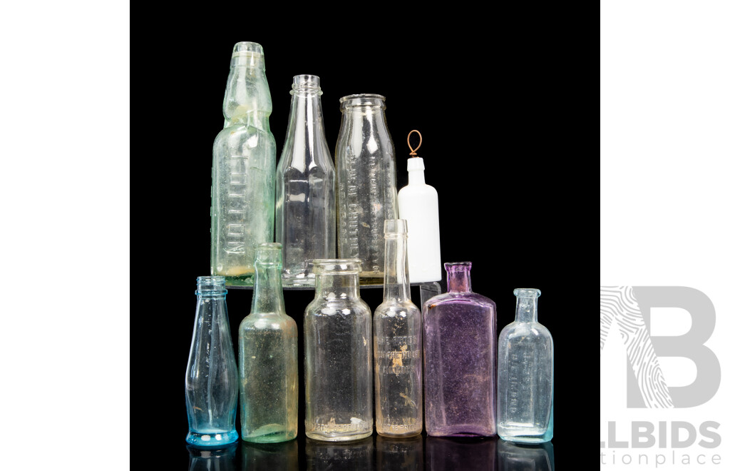 Collection of Various Vintage Glass Bottles