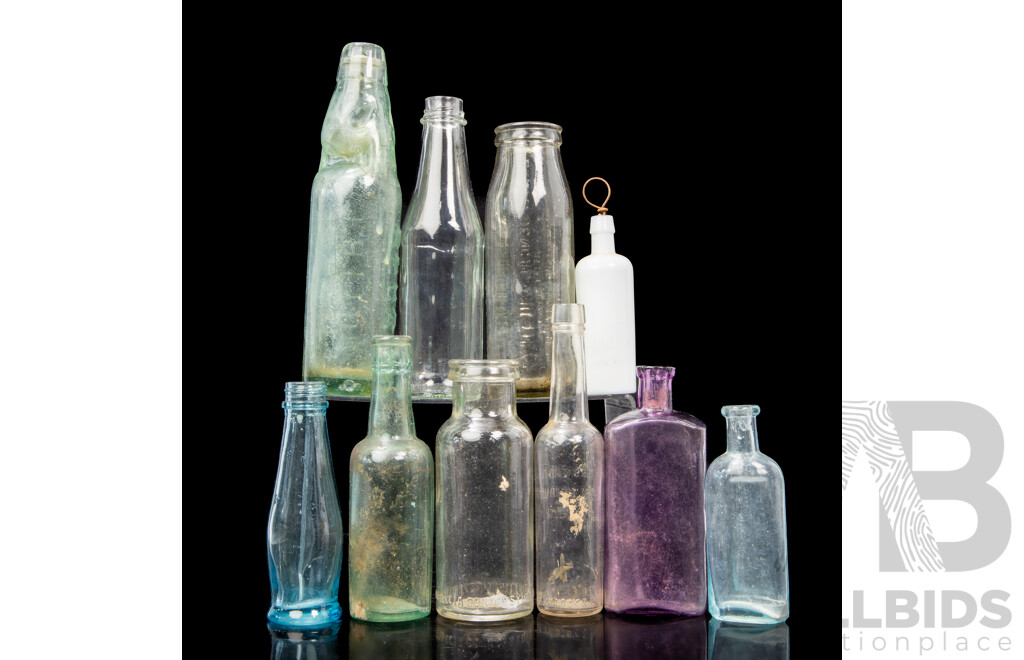 Collection of Various Vintage Glass Bottles