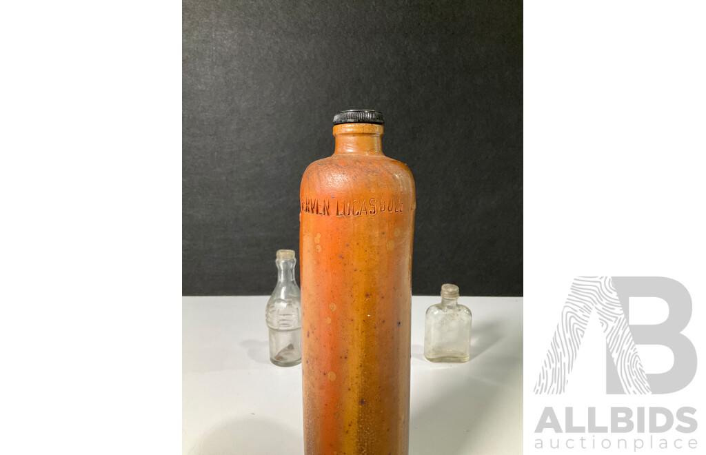 Vintage Erven Lucas Amsterdam Liquor Bottle with Two Small Antique Bottles