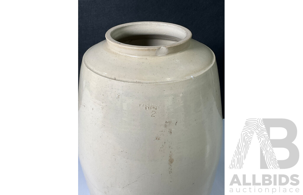 Antique Fowler Stoneware Water Crock