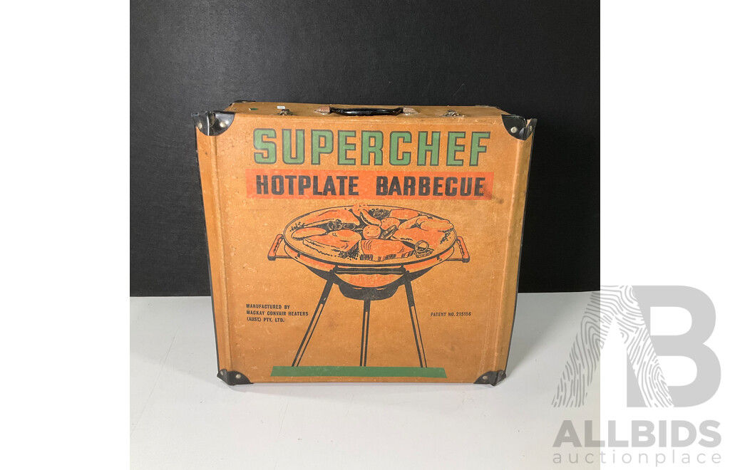 Vintage Superchef Hot Plate Barbeque in Original Box, Made in Australia
